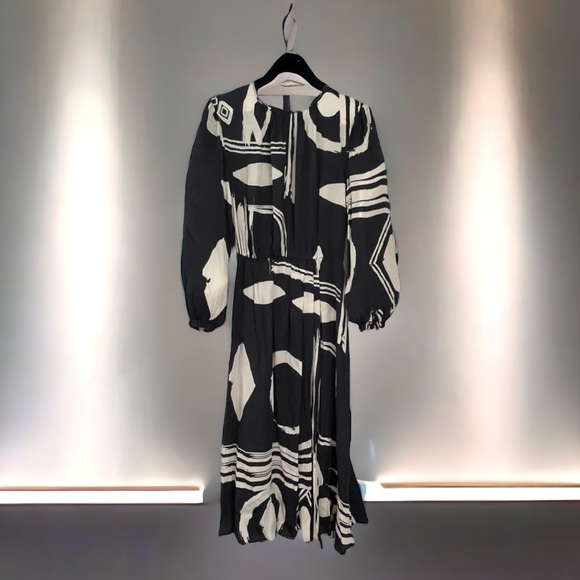 Tu LIVIANA CONTI LADIES PRINT DRESS BLUE WHITE ITALY 42-8 - Picture 2 of 7